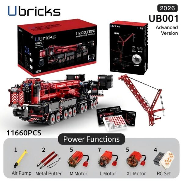 Ubricks UB001-1 E1001-1 Technik Roter Liebherr LTM 11200 mit Motor