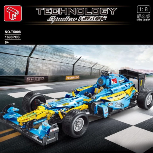TAIGAOLE Blauer F1-Wagen im Maßstab 1:8 TECHNICIAN T5008 mit 1.698 Teilen