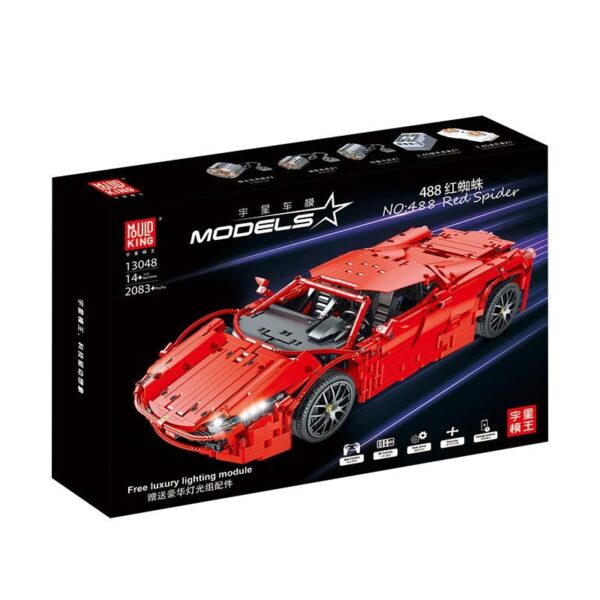 Mould King 13048 RC Roter Ferrari 488 mit 2083 Teilen