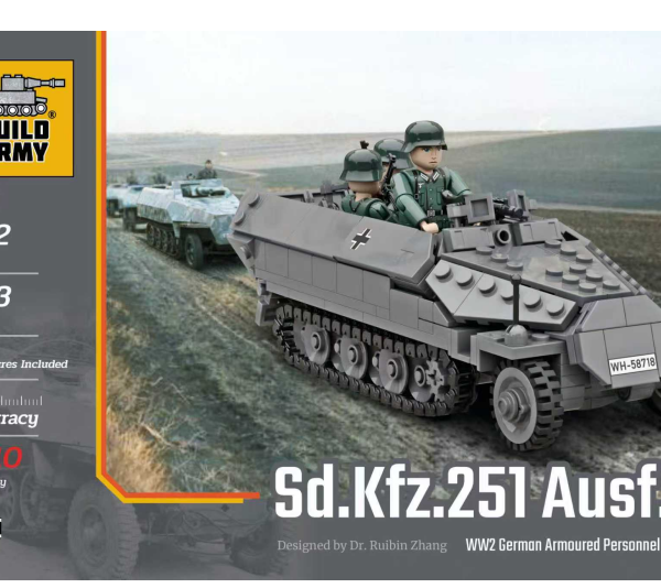 Bauen Sie das Armeemodell BA0251 Sd.Kfz. 251 Ausf. D (Lego-kompatibles Bausteinmodell)